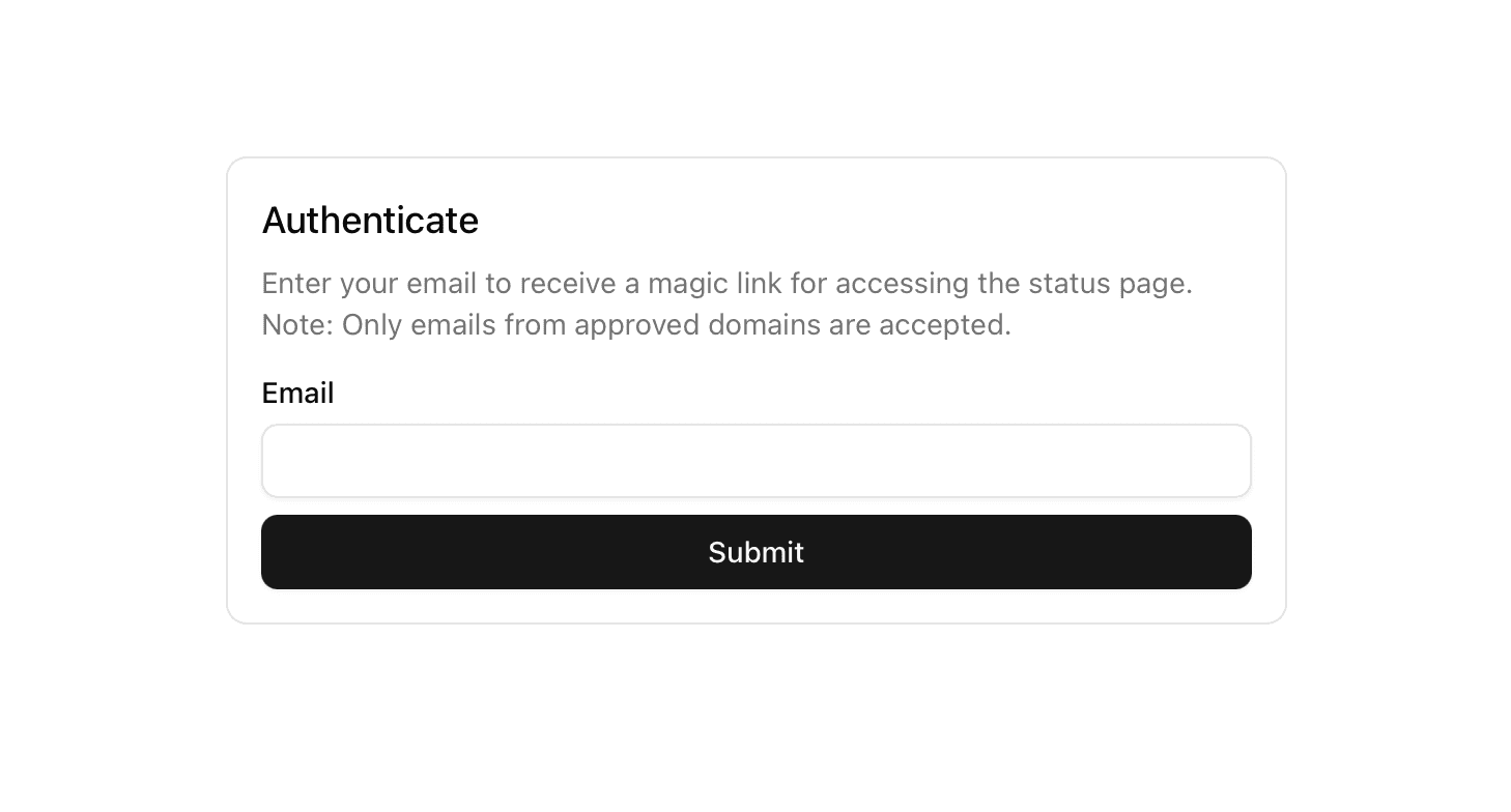 Status Page Email Authentication